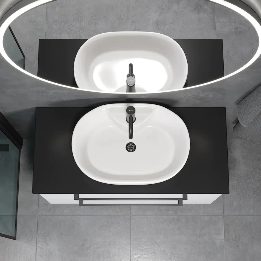Lavabo da appoggio TROMSO 59,5 x 41 cm, in ceramica, bianco