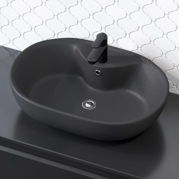 Lavabo da appoggio TROMSO 59,5x41 cm ceramica/nero