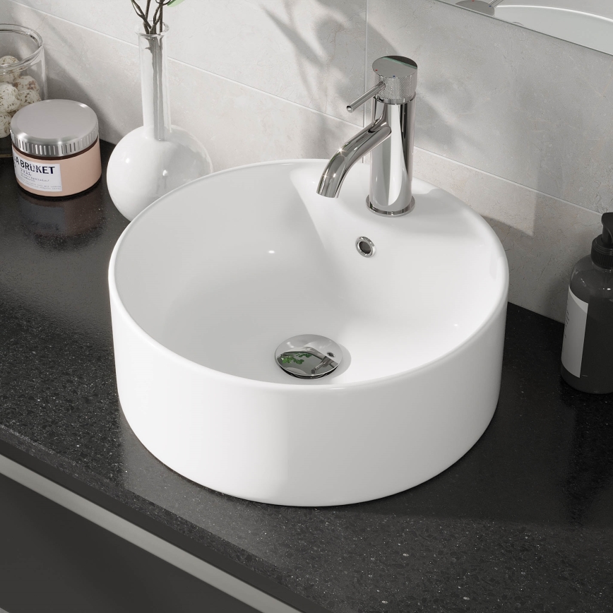Lavabo da appoggio VIKEDAL Ø 38 cm, ceramica/bianco