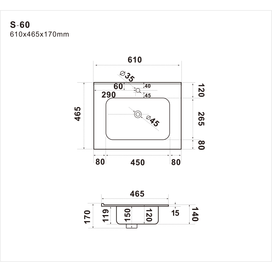 Lavabo da incasso LILLESNAD 61x46 cm ceramica/bianco