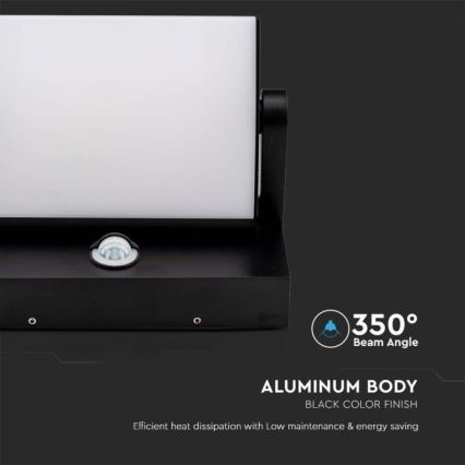 LED Applique da esterno con sensore LED/17W/230V 3000K IP65 nero