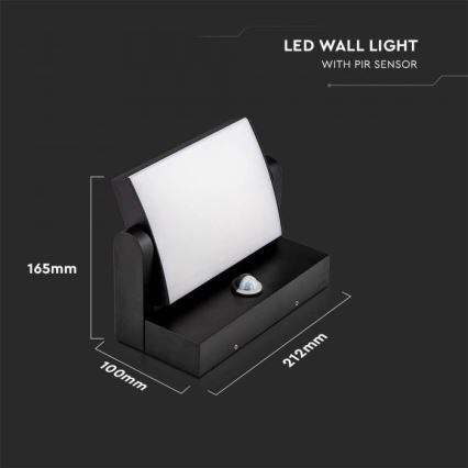 LED Applique da esterno con sensore LED/17W/230V 3000K IP65 nero