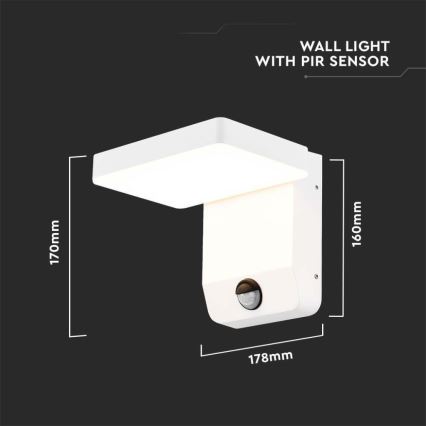 LED da esterno wall flexible chiaro con sensore LED/17W/230V IP65 4000K bianco