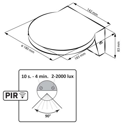 LED Applique da esterno con sensore TESA LED/10W/230V IP54 nero