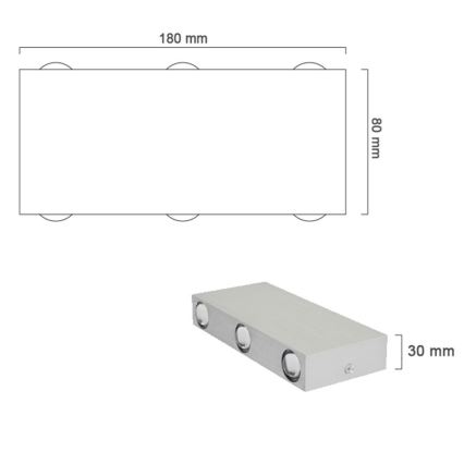 LED Applique da esterno SILBER 6xLED/1W/230V IP54