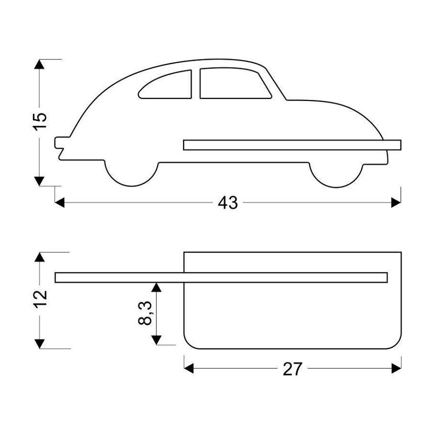 LED Applique per bambini con mensola CAR LED/5W/230V grigio/legno