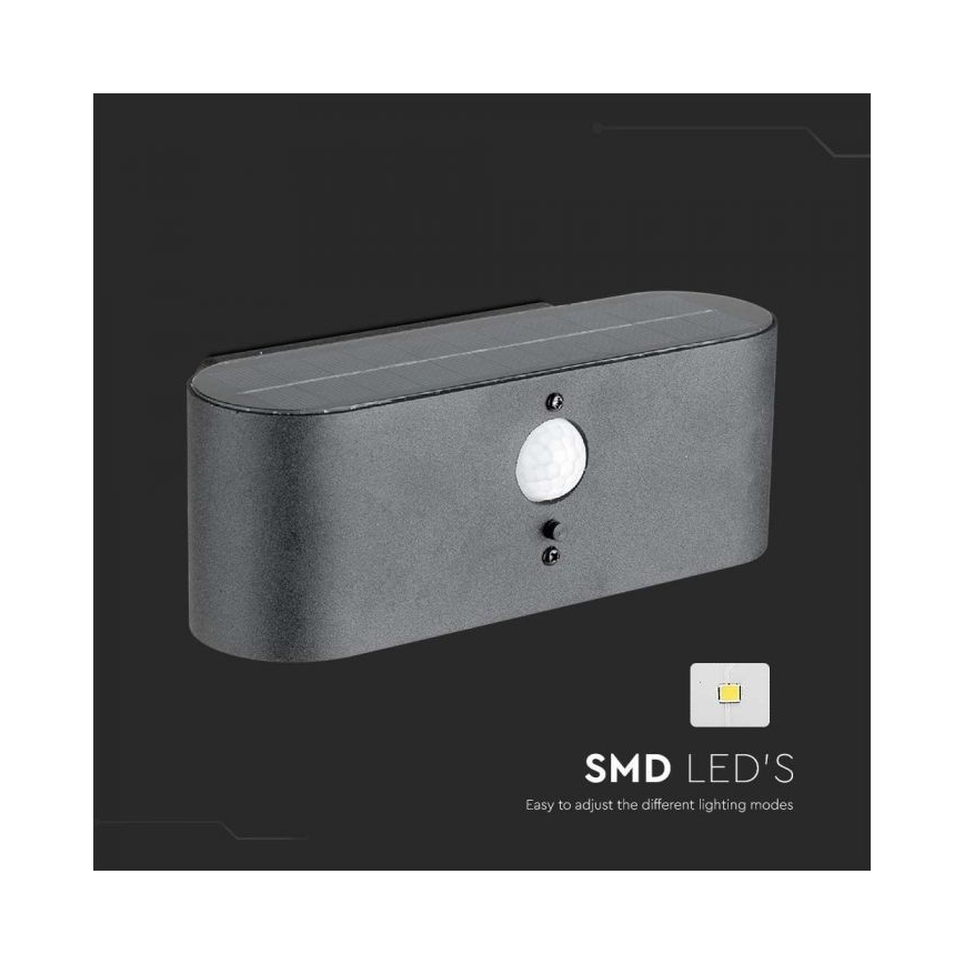 LED Applique solare da esterno con sensore LED/2,5W/3,7V 3000K IP54