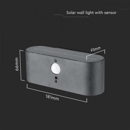 LED Applique solare da esterno con sensore LED/2,5W/3,7V 3000K IP54