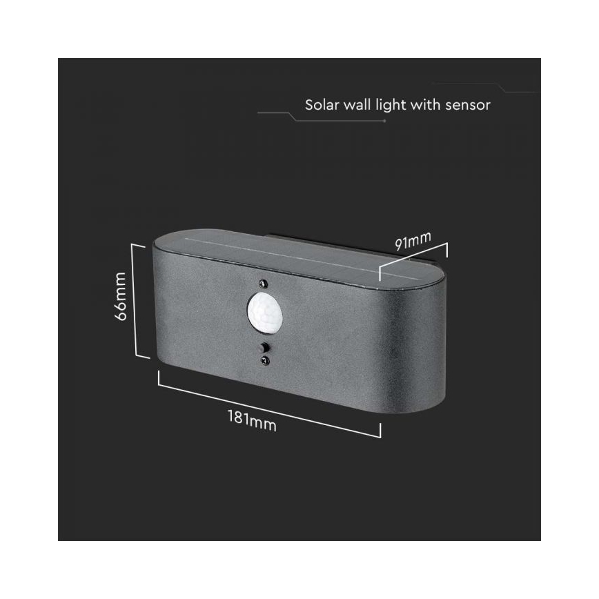 LED Applique solare da esterno con sensore LED/2,5W/3,7V 3000K IP54