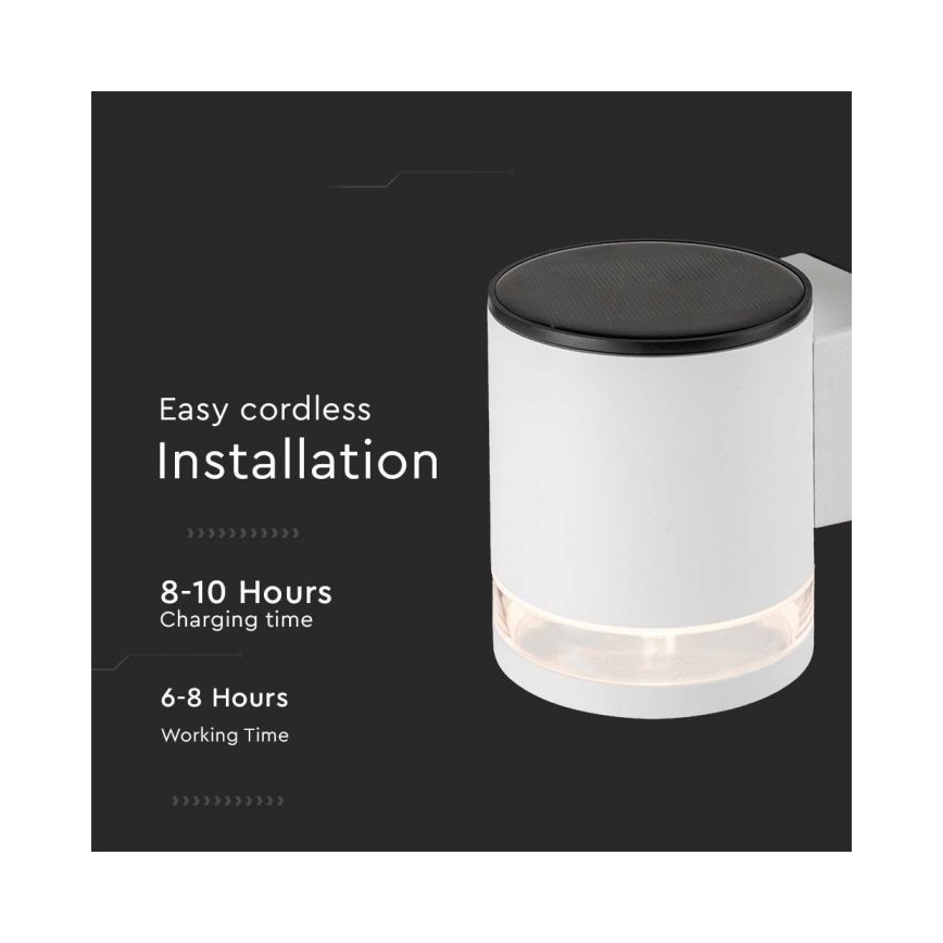LED Applique solare da esterno LED/1W/3,7V 3000K IP54 1200 mAh bianco