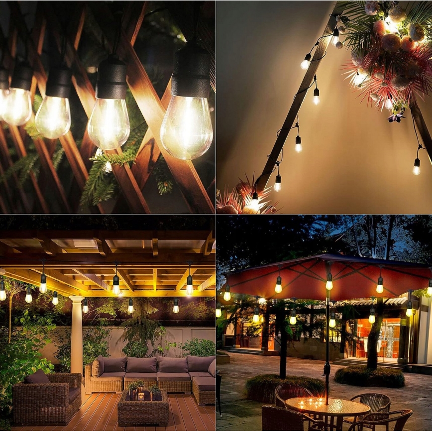 LED catena decorativa da esterno 10xE27/1W/230V 6,44 m IP44 nera