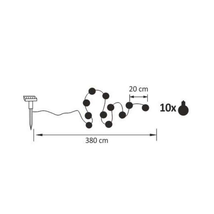 LED Catena decorativa solare LED/1,2V 300 mAh 3,8 m IP44