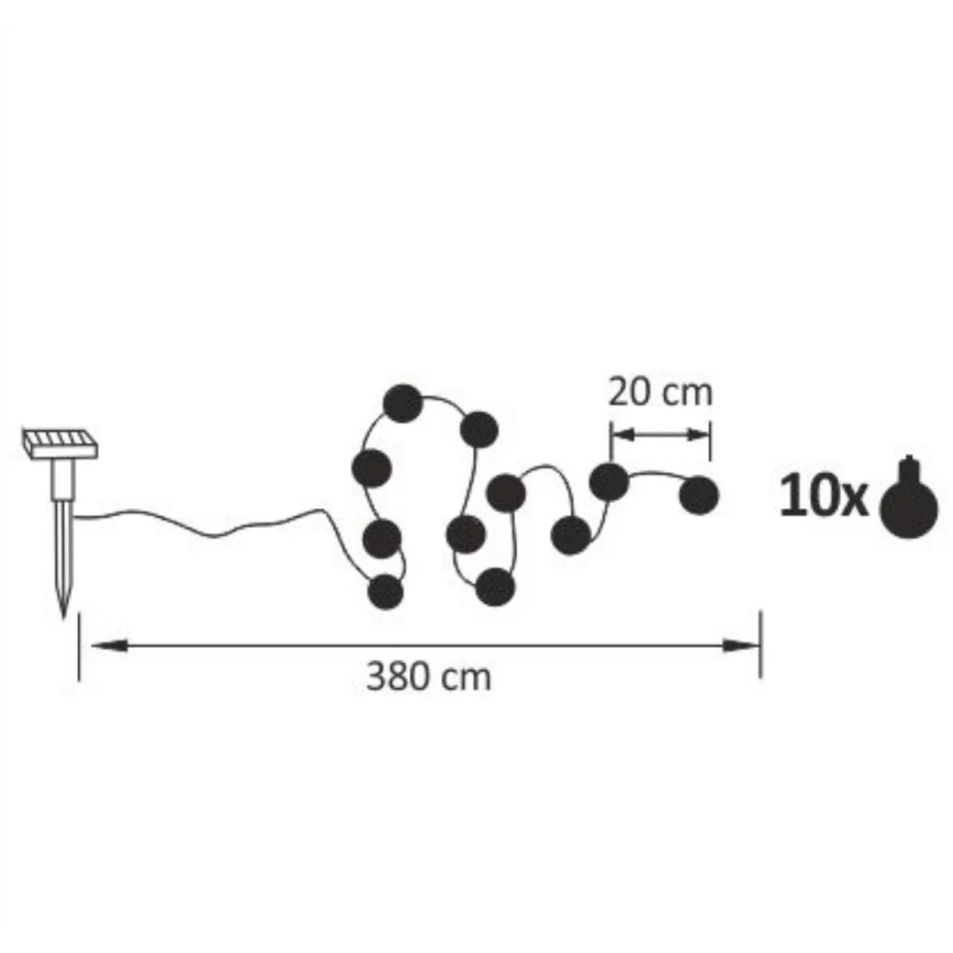 LED Catena decorativa solare LED/1,2V 300 mAh 3,8 m IP44