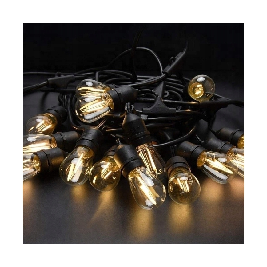 LED catena luminosa decorativa per esterni 20xE27/1W/230V 20,94 m IP44 nera