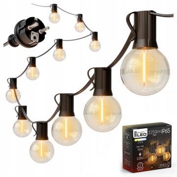 LED catena luminosa decorativa per esterni 25xE12/1W/230V 17,5 m IP65 nera
