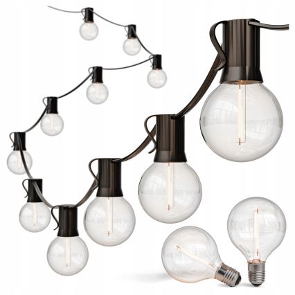LED catena luminosa decorativa per esterni 36xE12/1W/230V 22,35 m IP65 nero