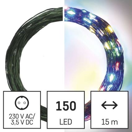 LED catena luminosa di Natale per esterni 150xLED/20m IP44 multicolore