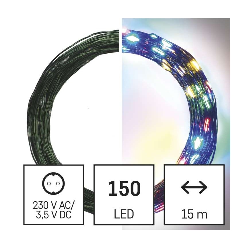 LED catena luminosa di Natale per esterni 150xLED/20m IP44 multicolore