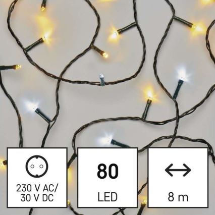 LED Catena luminosa natalizia da esterno 80xLED/13m IP44 bianco caldo/freddo