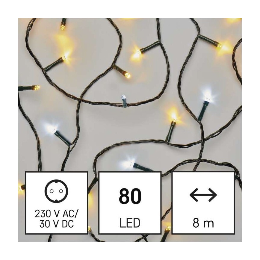 LED Catena luminosa natalizia da esterno 80xLED/13m IP44 bianco caldo/freddo