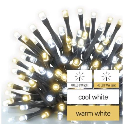 LED Catena luminosa natalizia da esterno 80xLED/13m IP44 bianco caldo/freddo