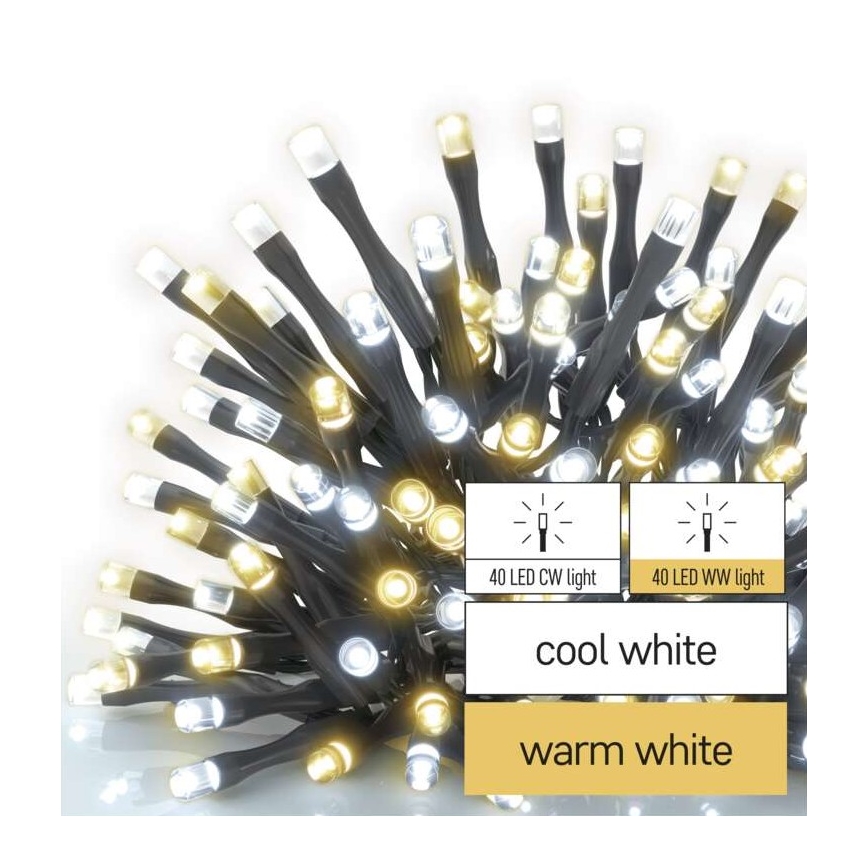 LED Catena luminosa natalizia da esterno 80xLED/13m IP44 bianco caldo/freddo