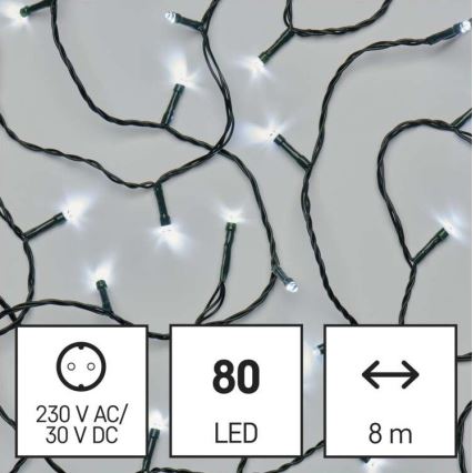 LED Catena luminosa natalizia da esterno 80xLED/13m IP44 bianco freddo