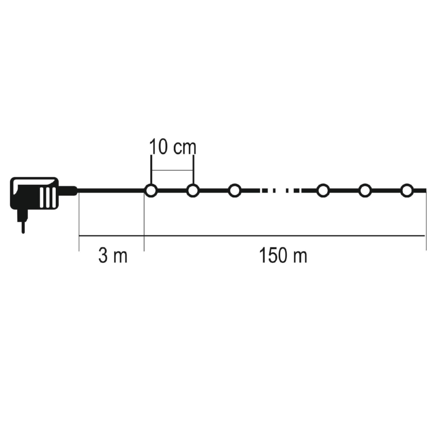 Catena luminosa natalizia LED da esterno 1500xLED/230V 8 funzioni 153 m IP44 bianco caldo + telecomando