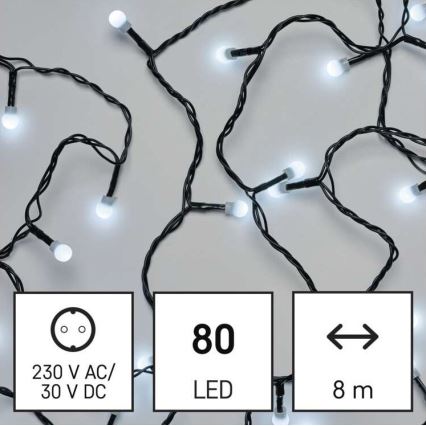 LED Catena luminosa natalizia per esterni 80xLED/13m IP44 bianco freddo