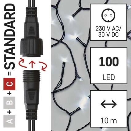 LED Catena luminosa per esterni 100xLED/10m IP44 bianco freddo