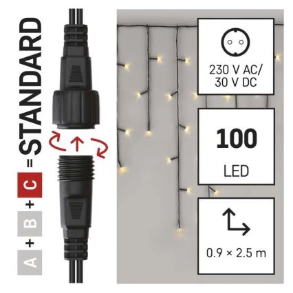 LED Catena per esterni 100xLED/2,5x0,9m IP44 bianco caldo