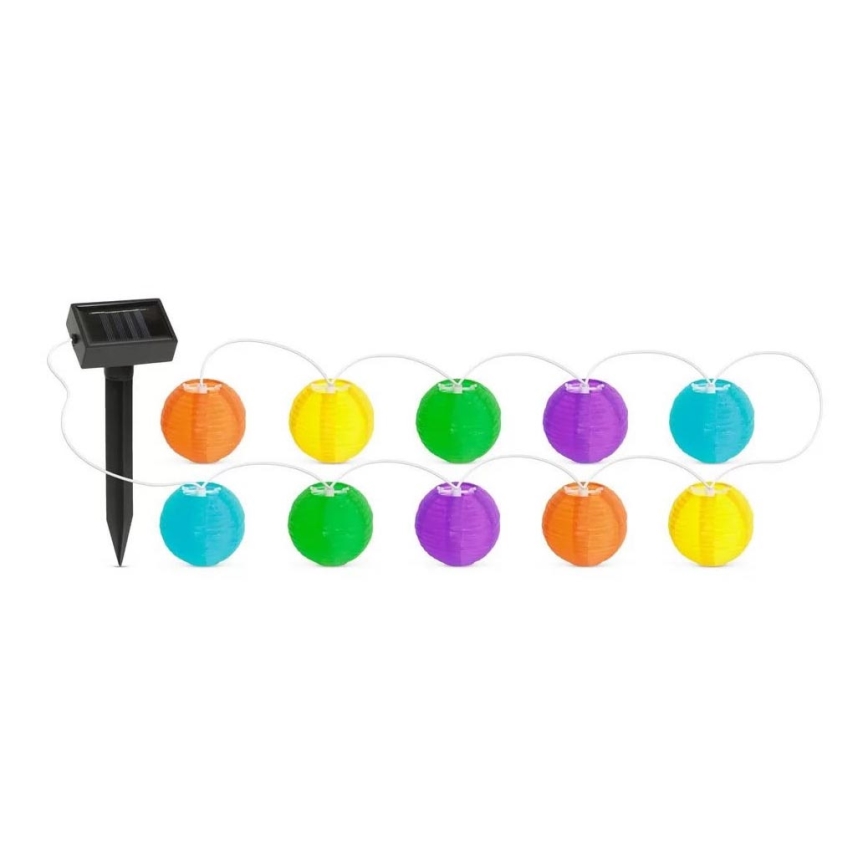 LED Catena solare 10xLED/1,2V 3,7m IP44 multicolore