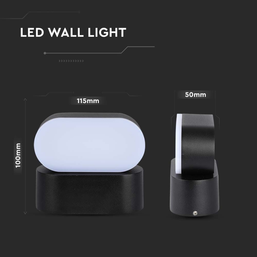 LED da esterno flessibile Applique LED/5W/230V 3000K IP65 nero