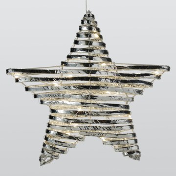 LED Decorazione natalizia 30xLED/3xAA 40 cm bianco caldo stella/argento