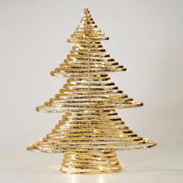 LED Decorazione natalizia 60xLED/3xAA 60 cm bianco caldo albero/dorato