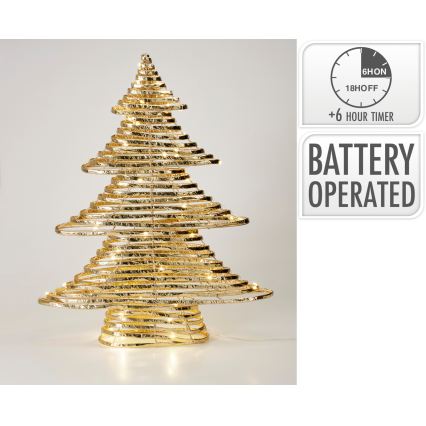 LED Decorazione natalizia 60xLED/3xAA 60 cm bianco caldo albero/dorato