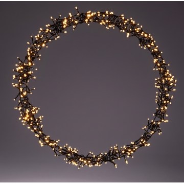 LED decorazione natalizia da esterno 500xLED/230V 8 funzioni Ø 58 cm IP44 bianco caldo ghirlanda/nera