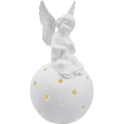 LED decorazione natalizia LED/0,4W/2xAA angelo in ceramica