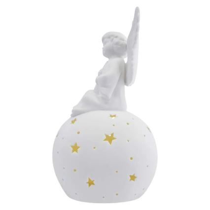 LED decorazione natalizia LED/0,4W/2xAA angelo in ceramica