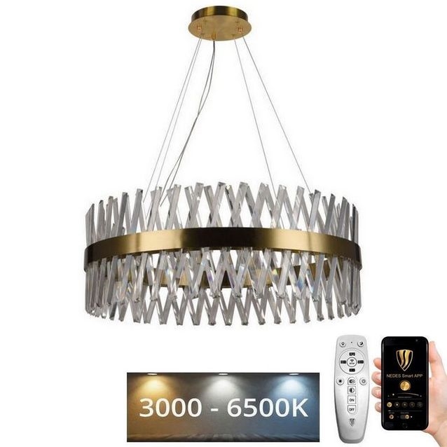 LED Dimmerabile cristallo lampadario su filo LED/110W/230V 3000-6500K oro + telecomando