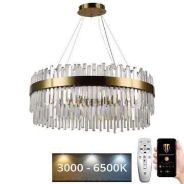 LED Dimmerabile cristallo lampadario su filo LED/110W/230V 3000-6500K oro + telecomando