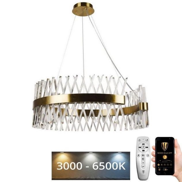 LED Dimmerabile cristallo lampadario su filo LED/175W/230V 3000-6500K oro + telecomando