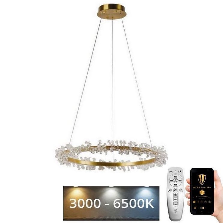 LED Dimmerabile cristallo lampadario su filo LED/40W/230V 3000-6500K oro + telecomando