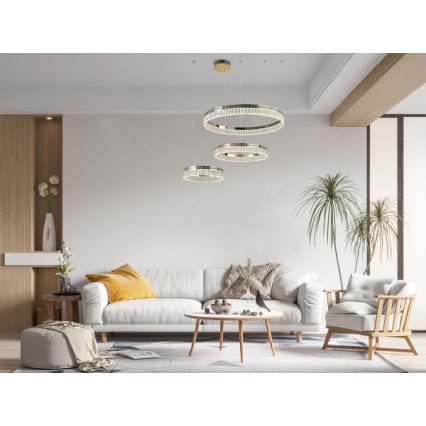 Lampadario LED dimmerabile in cristallo su cavo THALIA LED/120W/230V 3000-6000K + telecomando