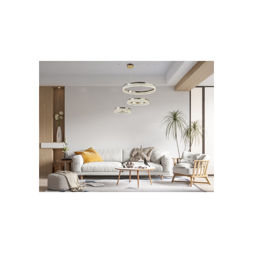 Lampadario LED dimmerabile in cristallo su cavo THALIA LED/120W/230V 3000-6000K + telecomando