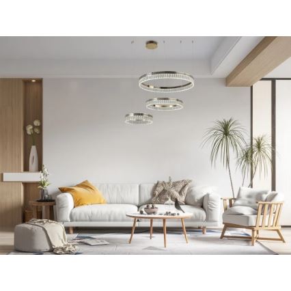 Lampadario LED dimmerabile in cristallo su cavo THALIA LED/120W/230V 3000-6000K + telecomando