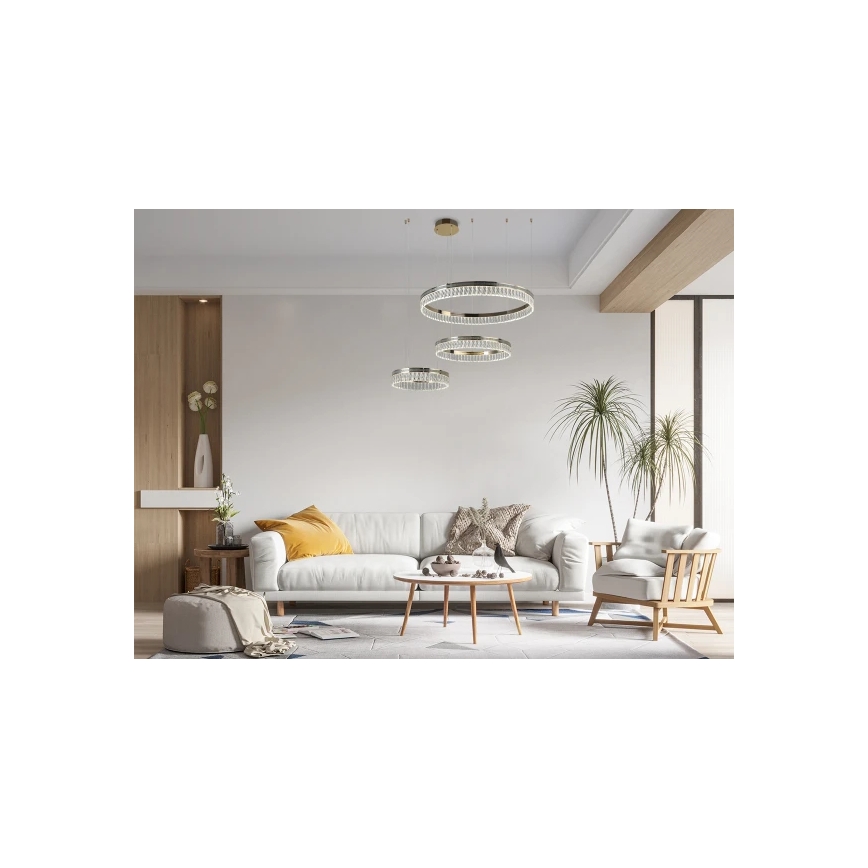 Lampadario LED dimmerabile in cristallo su cavo THALIA LED/120W/230V 3000-6000K + telecomando