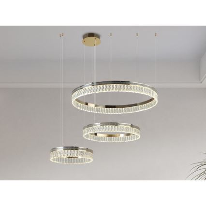 Lampadario LED dimmerabile in cristallo su cavo THALIA LED/120W/230V 3000-6000K + telecomando