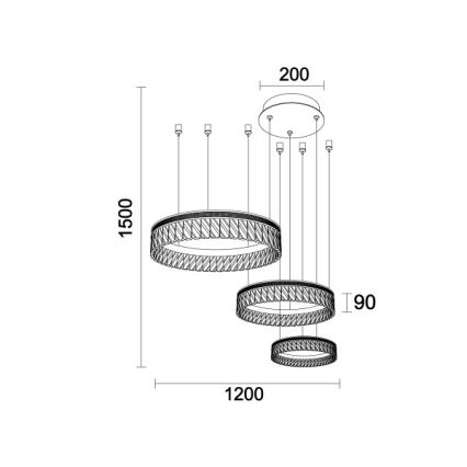 Lampadario LED dimmerabile in cristallo su cavo THALIA LED/120W/230V 3000-6000K + telecomando