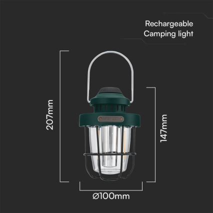 LED Dimmerabile per esterni pendant rechargeable chiaro LED/5W/5V 2700-6500K IP44